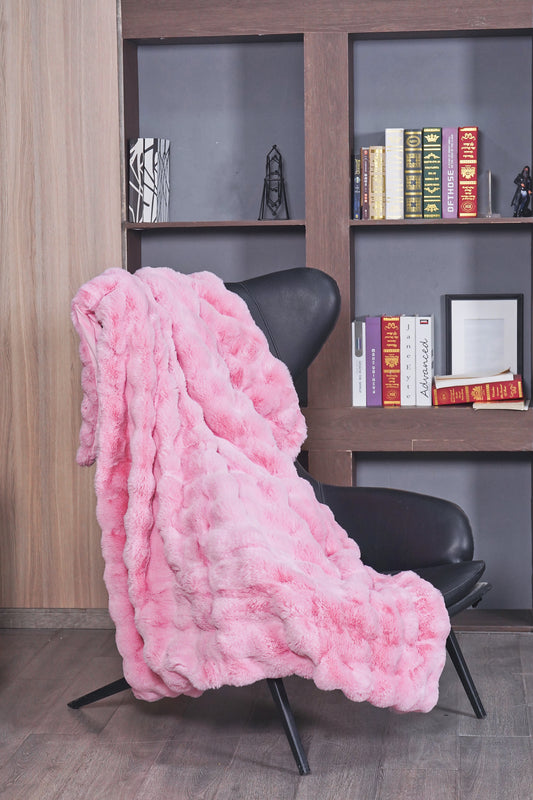 KayWing Faux Rabbit Fur Throw Blanket Luxury Fluffy Bubble Plush - Ultra Soft Cozy for Sofa Bedroom